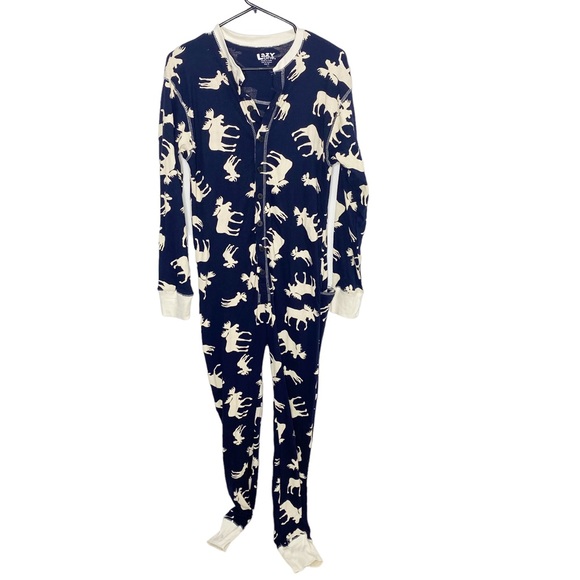 Adult Size M Lazy One Navy Blue Don't Moose With Me Union Suit One Piece Pajamas - Picture 2 of 7